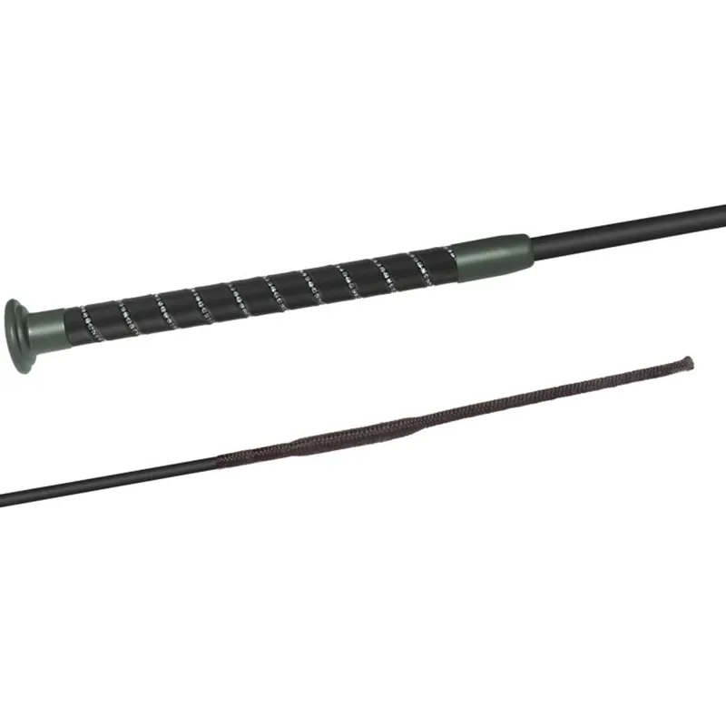 Fleck Silk Touch Crystal Dressage Whip - Black/Graphite - 110cm
