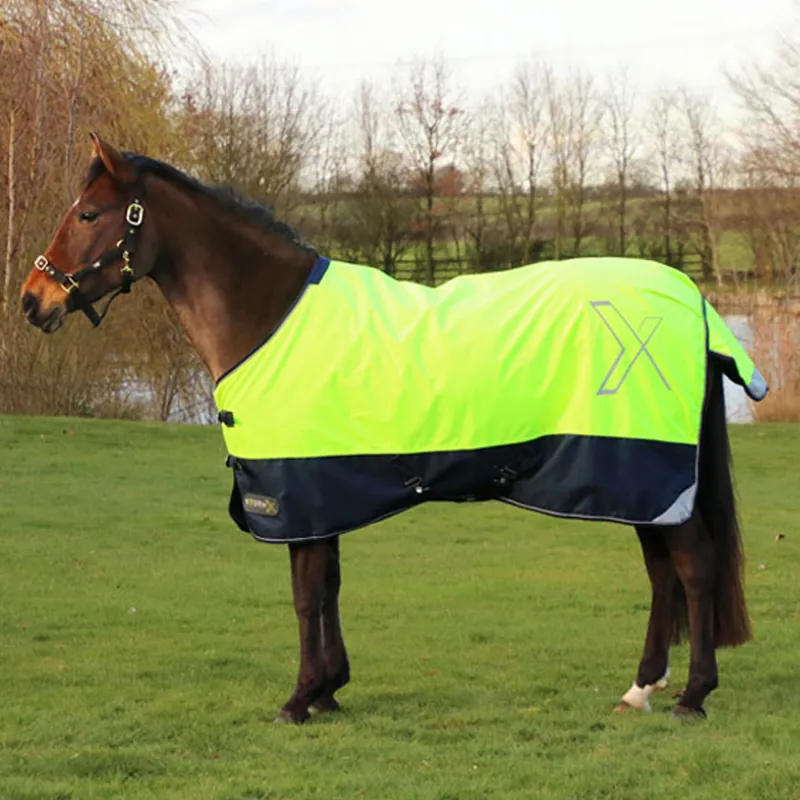 Hy StormX Original 0g Reflective Turnout Rug - Navy/Yellow 