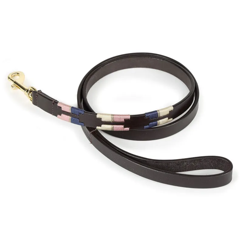 Shires Digby And Fox Drover Polo Dog Lead - Natural/Pink/Navy