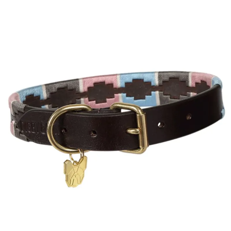 Shires Digby And Fox Drover Polo Dog Collar - Navy/Pink/Natural