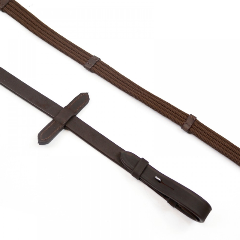 John Whitaker Ready to Ride Continental Web Reins With Non Slip Loops - Brown