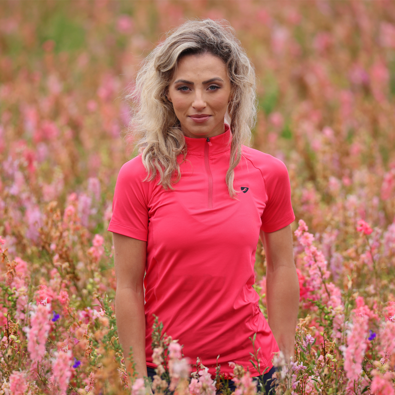 Aubrion Ladies Revive Short Sleeve Base Layer - Coral-3