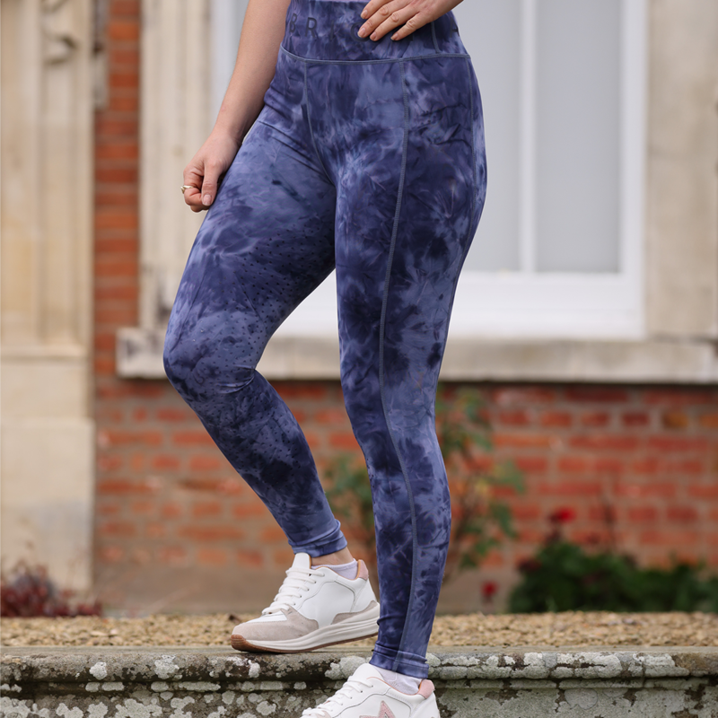 Aubrion Ladies Non-Stop Riding Tights - Navy Tie Dye-3