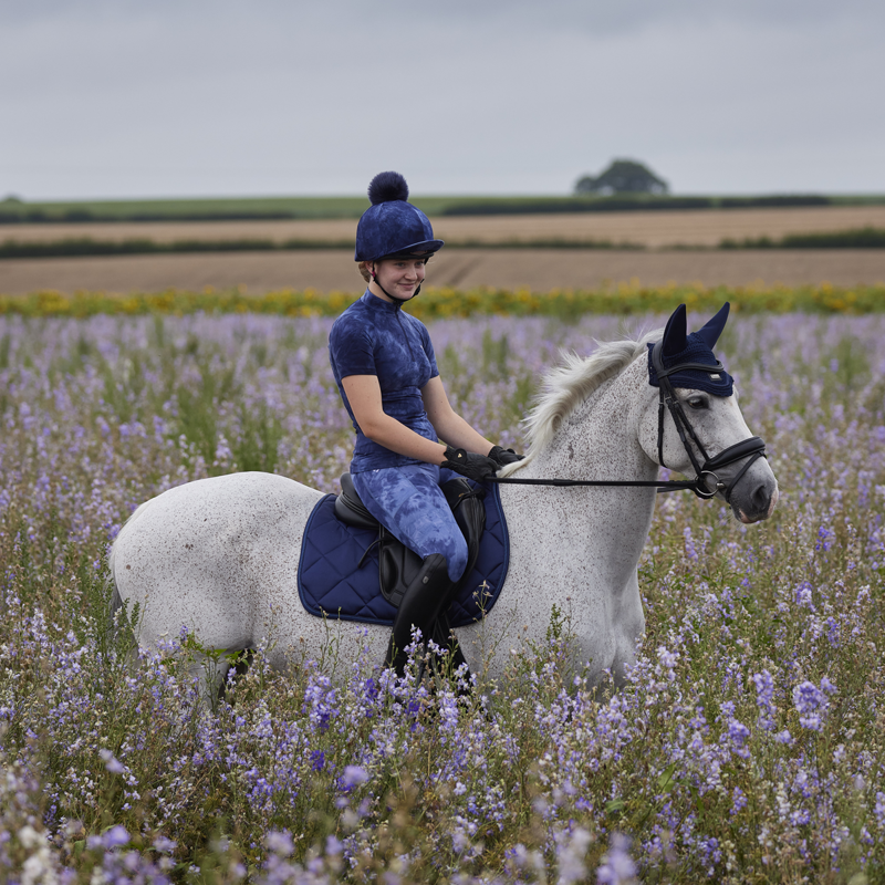 Aubrion Ladies Rhythm Mesh Riding Tights - Navy Tie Dye-4