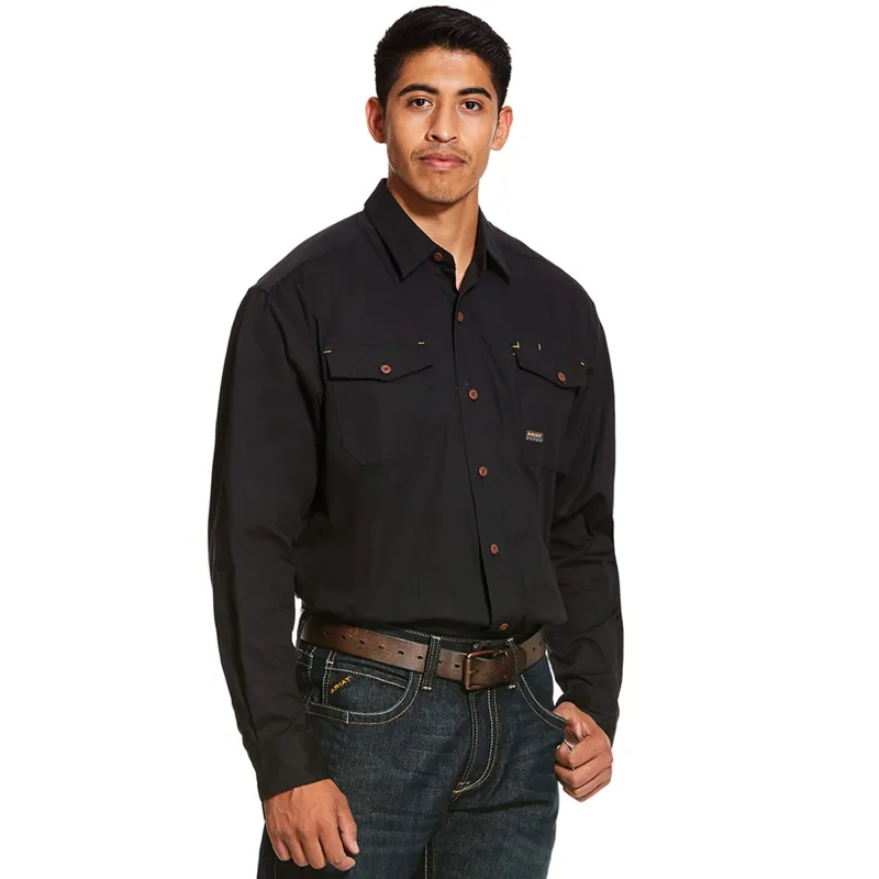 Ariat Men's Rebar Made Tough DuraStretch Work Shirt - Black - Small 