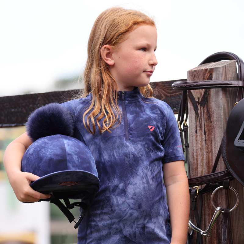 Aubrion Young Rider Revive Short Sleeve Base Layer - Navy Tie Dye-2