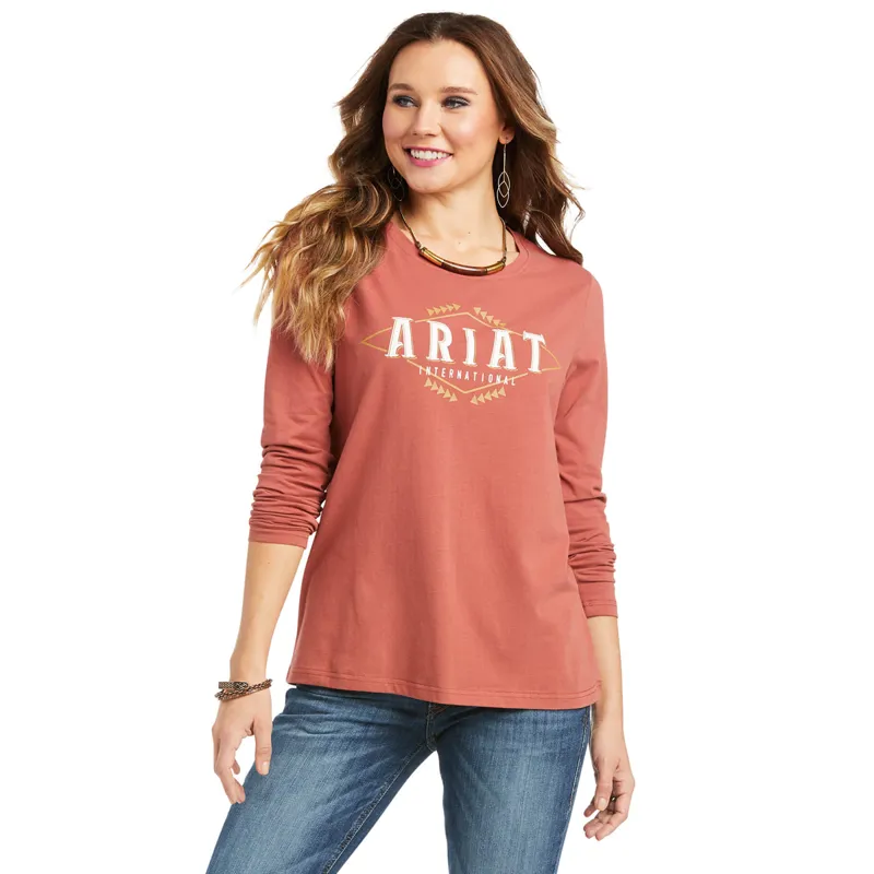 Ariat Women's Real Logo Flourish Long Sleeve T-Shirt - Marsala 