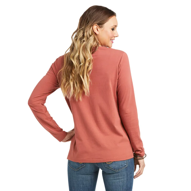 Ariat Women's Real Logo Flourish Long Sleeve T-Shirt - Marsala -1