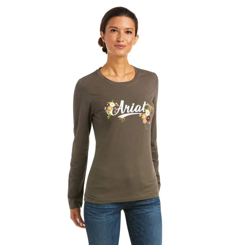Ariat Women's Flora Fauna Logo Long Sleeve T-Shirt - Banyan Bark