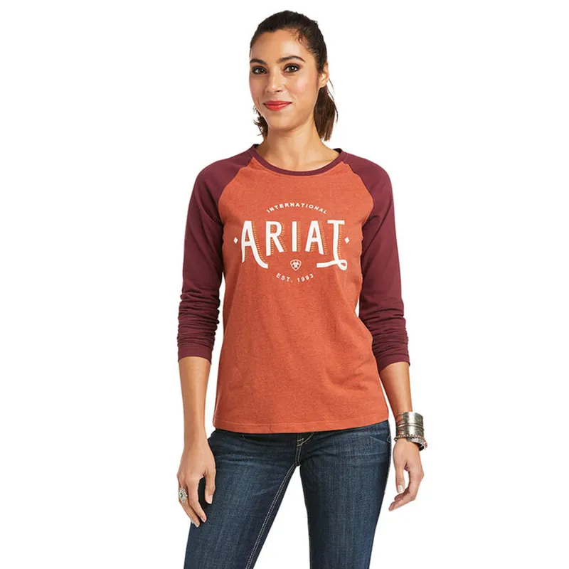 Ariat Women's Real Loop Baseball T-Shirt - Banyan Bark - XS 