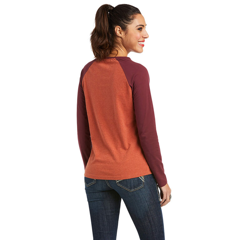 Ariat Women's Real Loop Baseball T-Shirt - Banyan Bark - XS -1