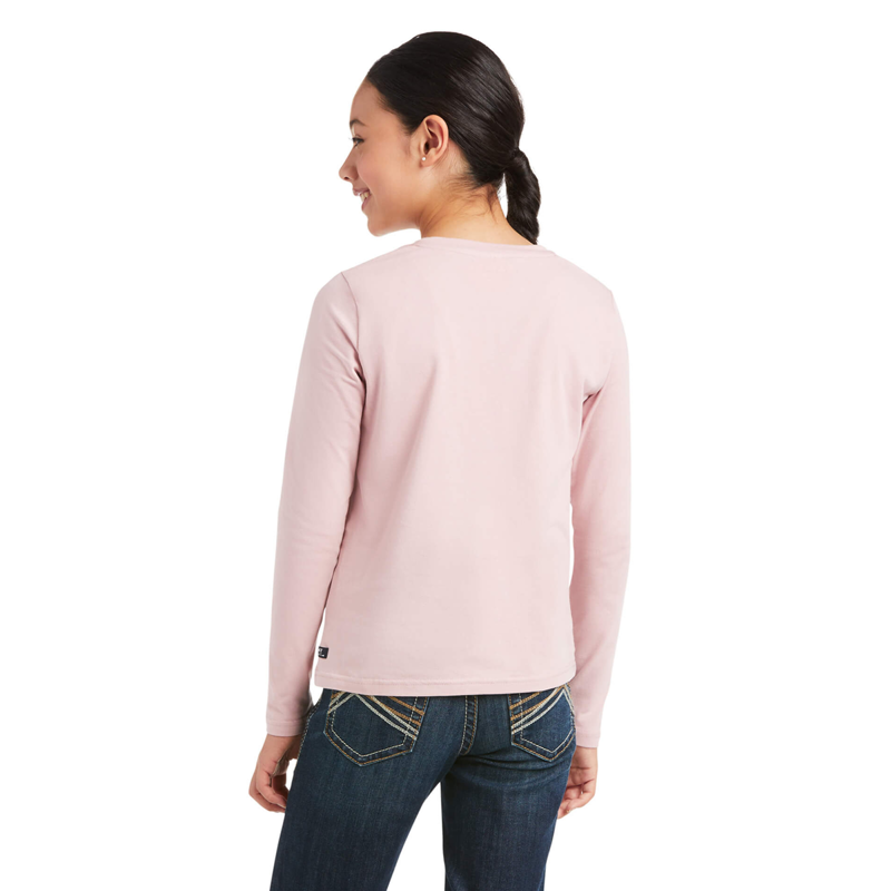 Ariat Youth Powder Ponies Long Sleeve T-Shirt - Ash Rose -1