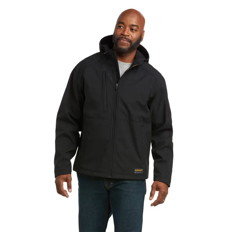 Ariat Men's Rebar Stretch Canvas Softshell Jacket - Black/Lime 