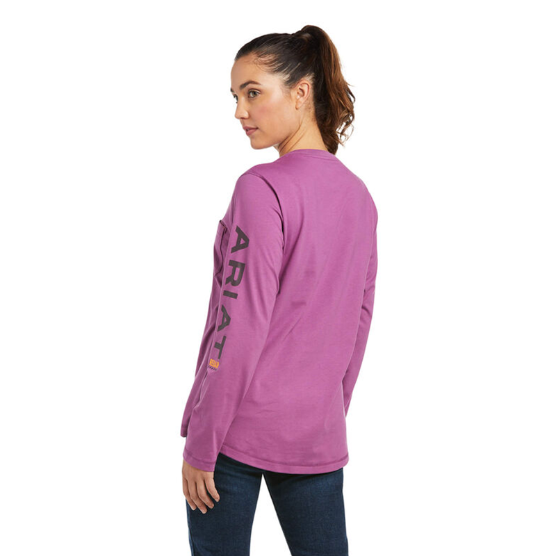 Ariat Women's Rebar Workman Logo Long Sleeve T-Shirt - Amethyst Blue/Purple Potion-1
