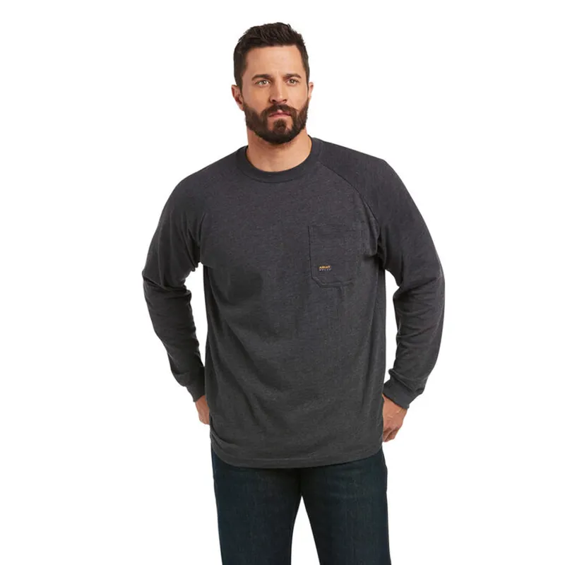 Ariat Men's Rebar Cotton Strong Brand Flag T-Shirt - Charcoal