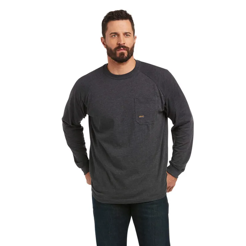 Ariat Men's Rebar Cotton Strong Brand Flag T-Shirt - Charcoal Heather