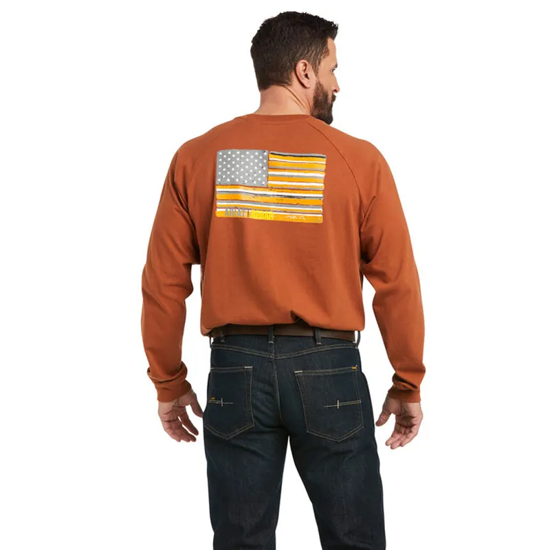 Ariat Men's Rebar Cotton Strong Brand Flag T-Shirt - Copper -1
