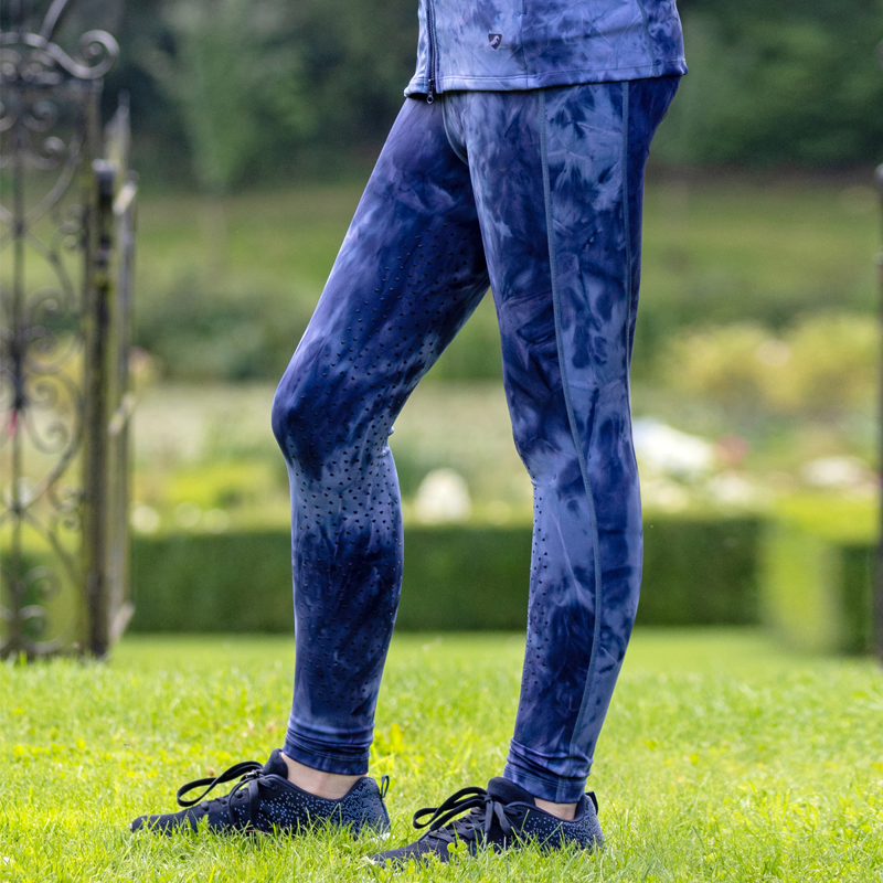 Aubrion Young Rider Non Stop Riding Tights - Navy Tie Dye-3