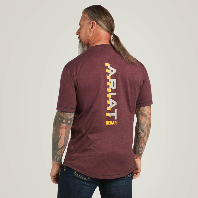 Ariat Men's Rebar Workman Logo T-Shirt - Malbec Heather-1
