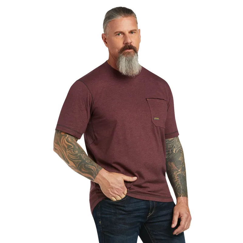 Ariat Men's Rebar Workman Logo T-Shirt - Malbec Heather