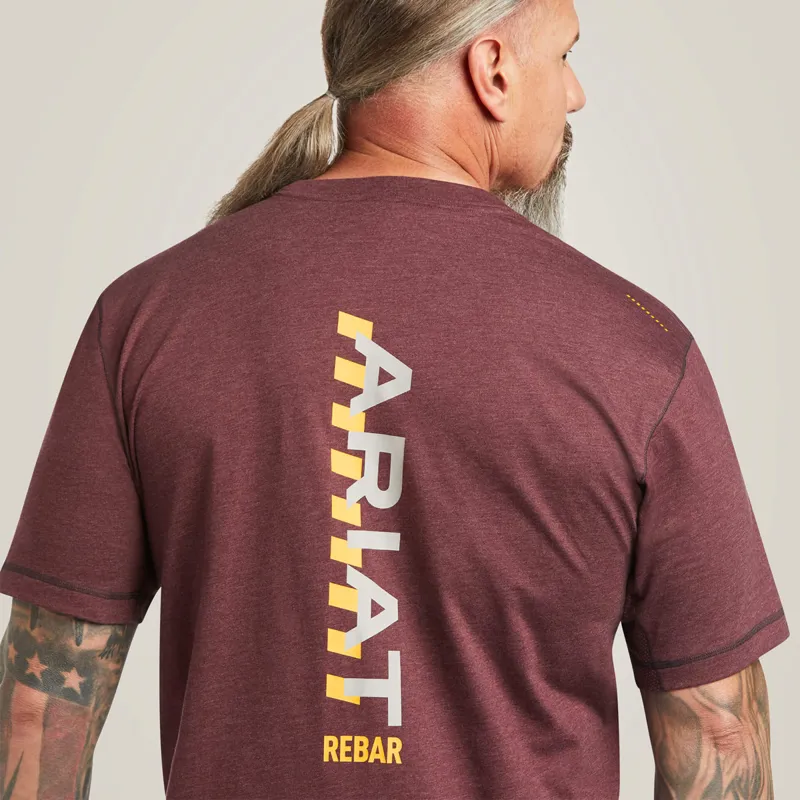 Ariat Men's Rebar Workman Logo T-Shirt - Malbec Heather-2