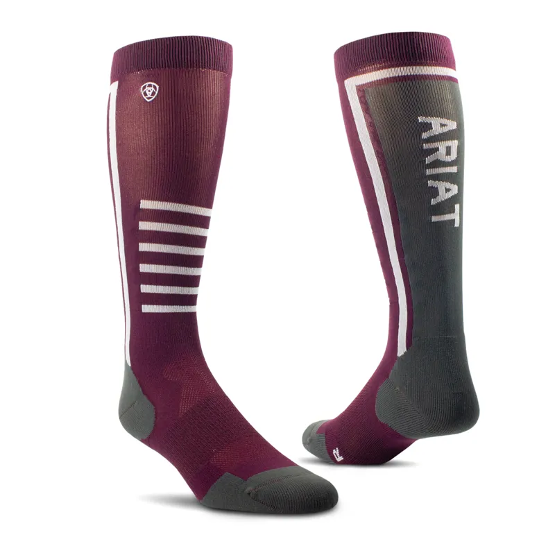 Ariat Tek Slimline Unisex Performance Socks - Mulberry/Ebony