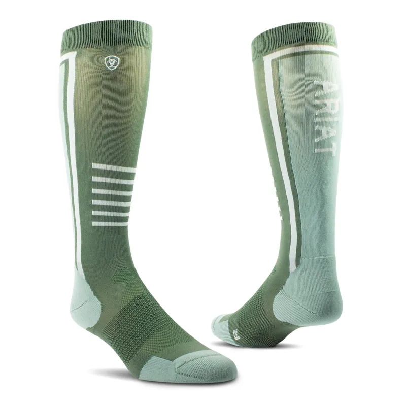 Ariat Tek Slimline Unisex Performance Socks - Four Leaf Clover/Hedge Green