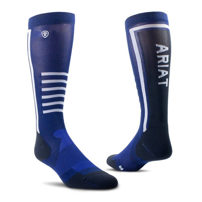 Ariat Tek Slimline Unisex Performance Socks - Estate Blue/Black