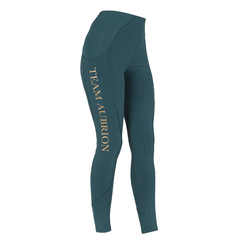 Aubrion Young Rider Team Riding Tights - Green-3