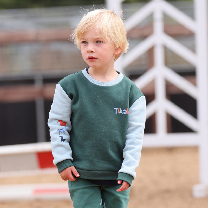 Shires Tikaboo Children's Sweatshirt - Green Horse-3