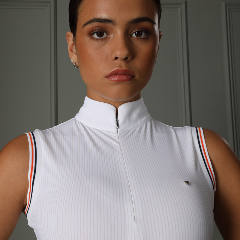 Aubrion Ladies Arcaster Sleeveless Show Shirt - Pink Pinstripe-2