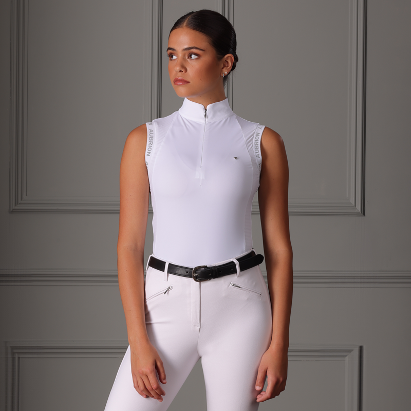 Aubrion Ladies Newbel Sleeveless Show Shirt - White-1