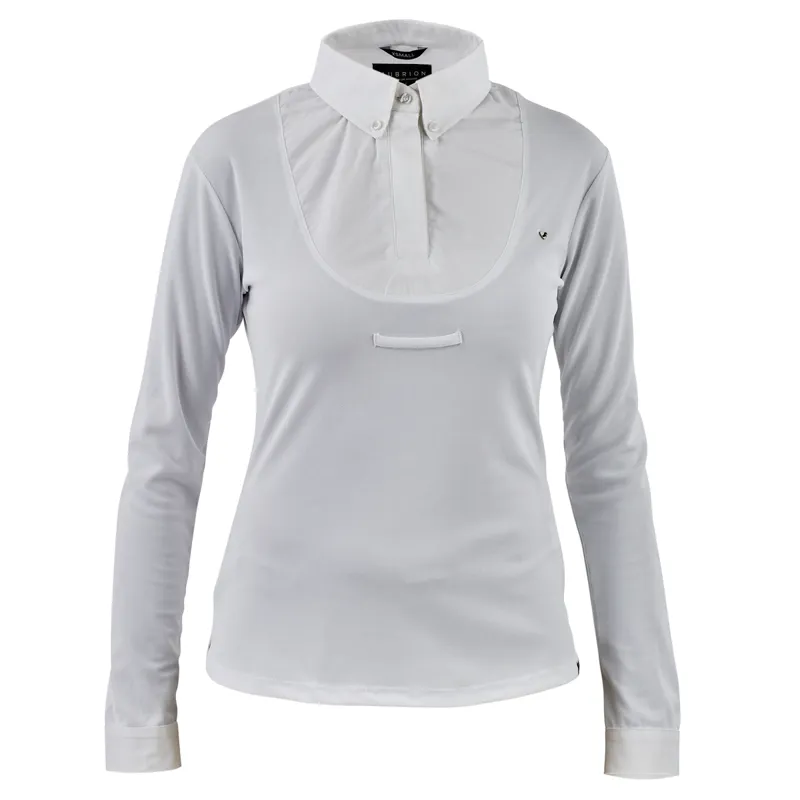 Aubrion Young Rider Long Sleeve Tie Shirt - White