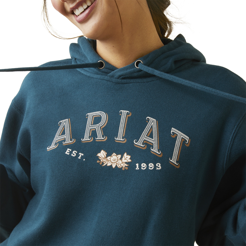 Ariat Woman's Real Flora Hoodie - Reflecting Pond-2