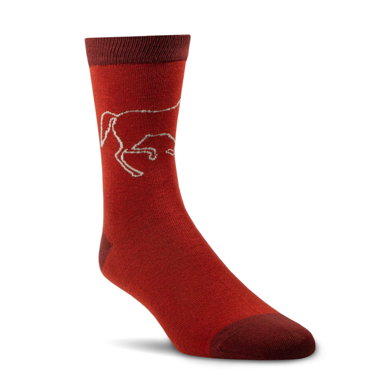 Ariat Charm Crew Socks - Burnt Brick Toile-3