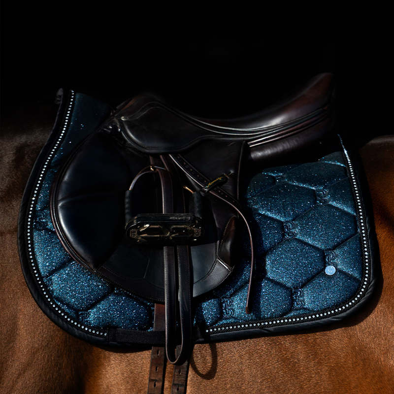 PS Of Sweden Stardust Jump Saddlepad - Sparkly Teal - Full-2
