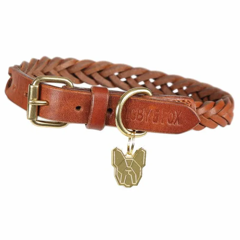 Shires Digby And Fox Plaited Dog Collar - Tan