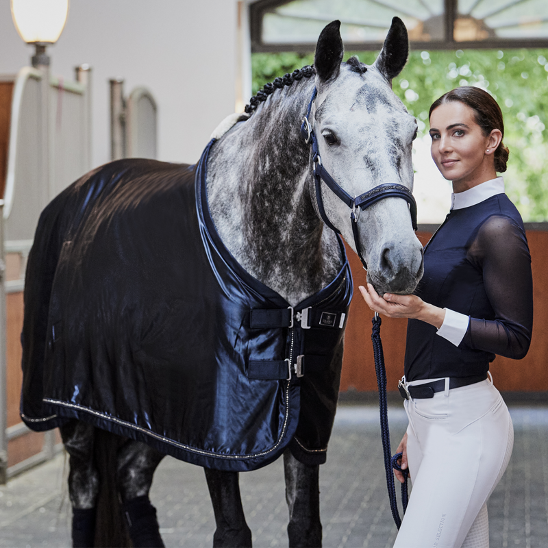 Eskadron Satin Fleece Show Rug Platinum AW22 - Navy-1