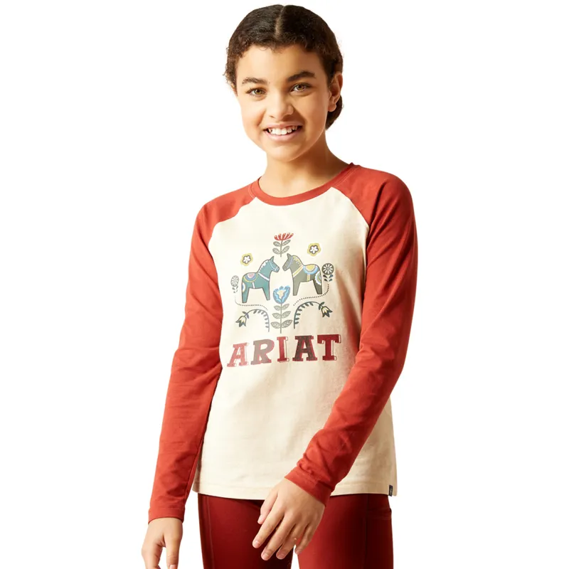 Ariat Youth Dala Horses T-Shirt - Oatmeal Heather
