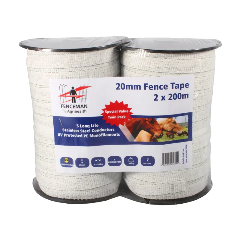 Fenceman Tape Twin Pack - White - 20mm x 200m 