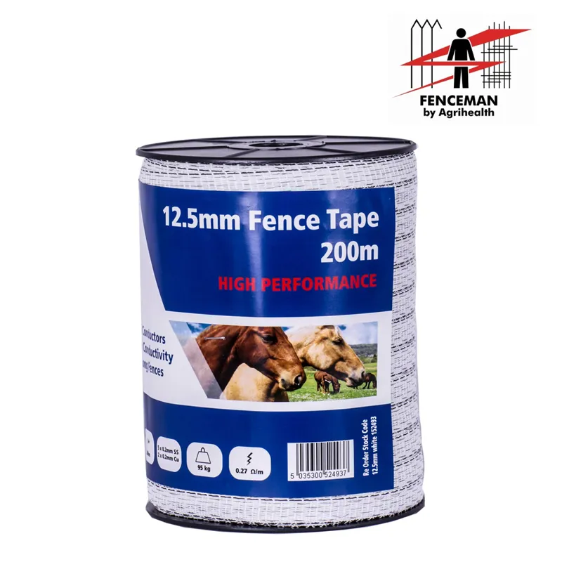 Fenceman High Performance Tape - White -12.5mm x 200m 