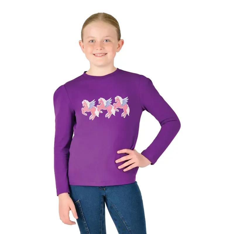 Dublin Kids Poppy Puff Sleeve Tee - Imperial Purple/Winged Ponies-1
