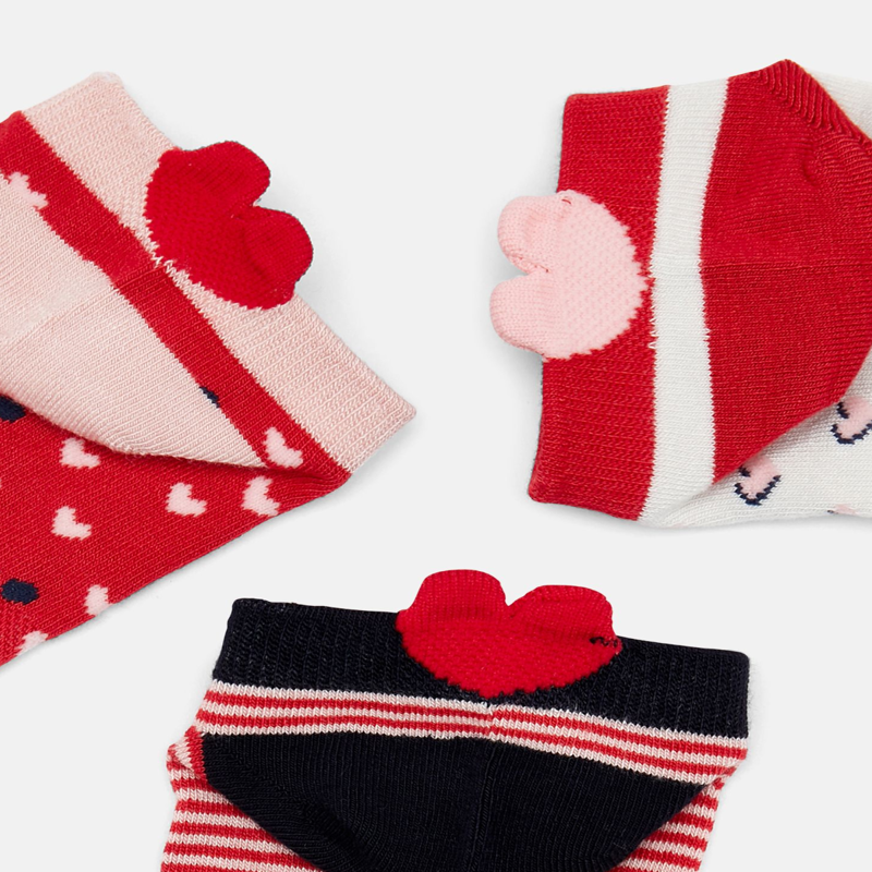 Joules Rilla 3Pk Trainer Socks - Red Hearts-1