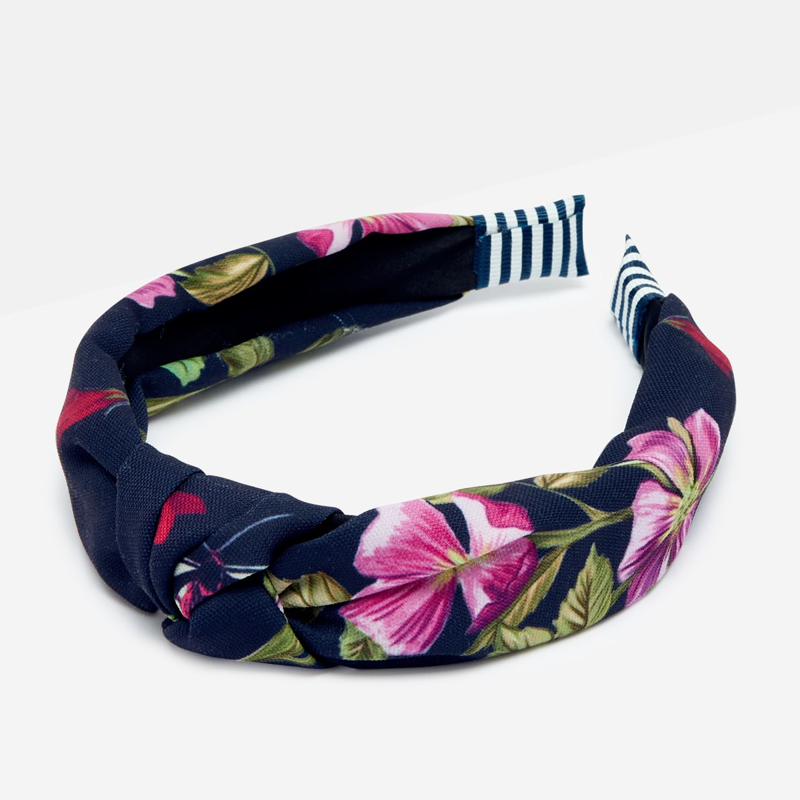 Joules Lovett Printed Headband - Navy Stripe Floral-1