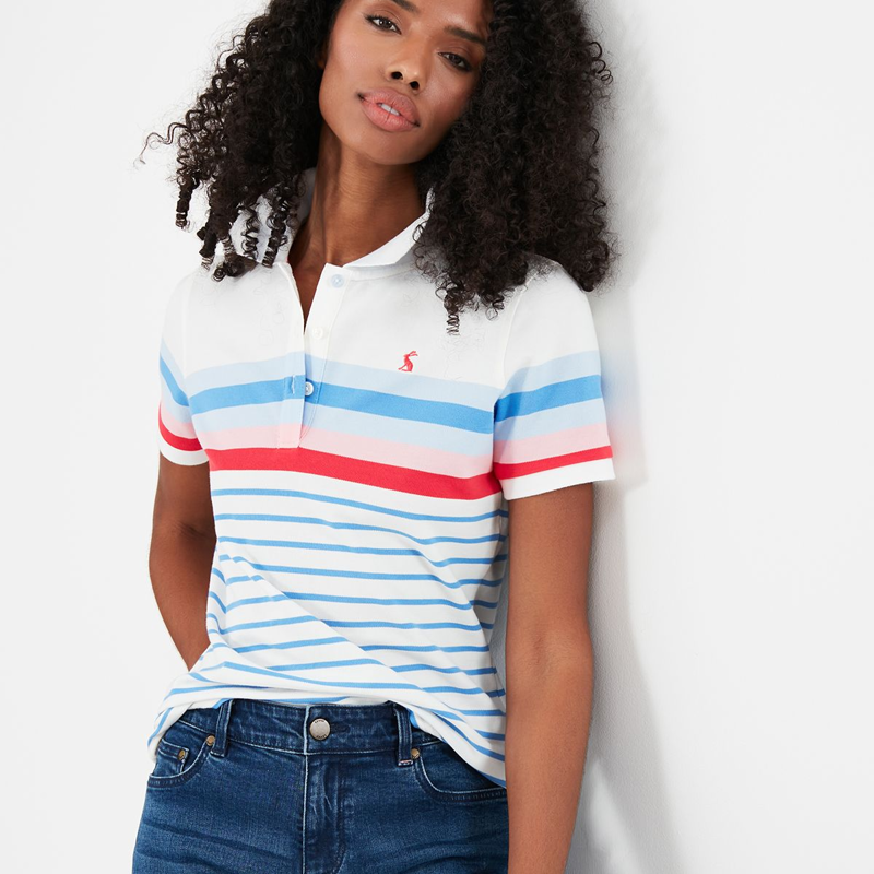 Joules Pippa Stripe Polo Shirt - Cream Stripe-1