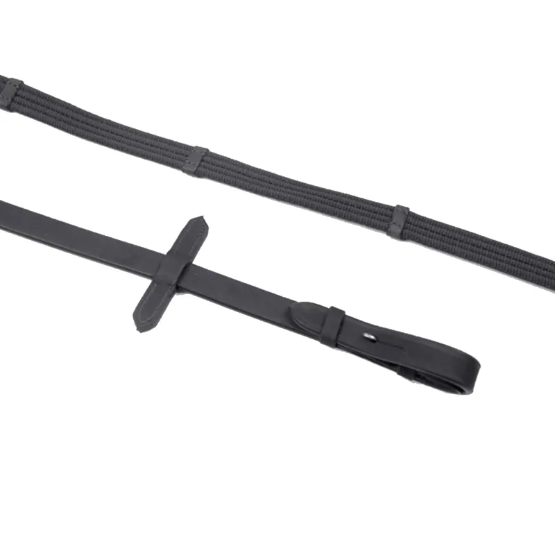 John Whitaker Ready to Ride Continental Web Reins With Non Slip Loops - Black 