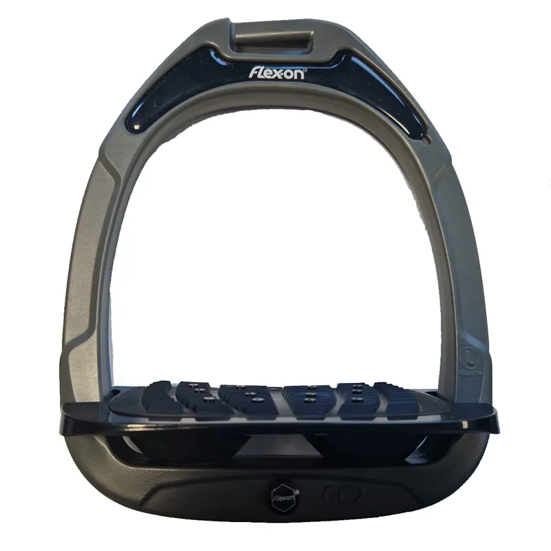 Flex-On Green Composite Stirrups - Inclined Grip - Dark Grey/Black/Black