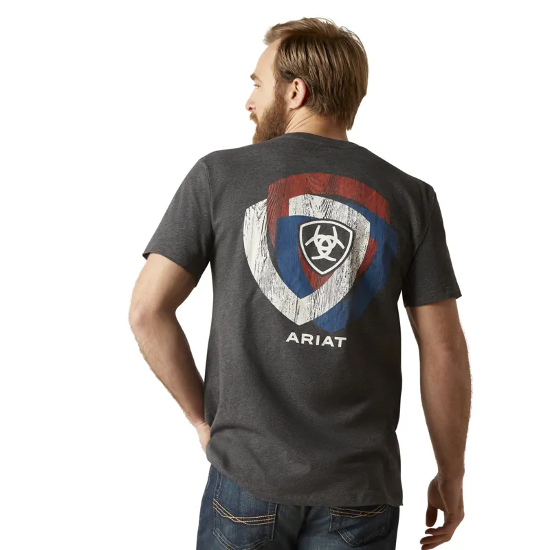 Ariat Men's Wooden Badge Short Sleeve T-Shirt - Charcoal Heather-1