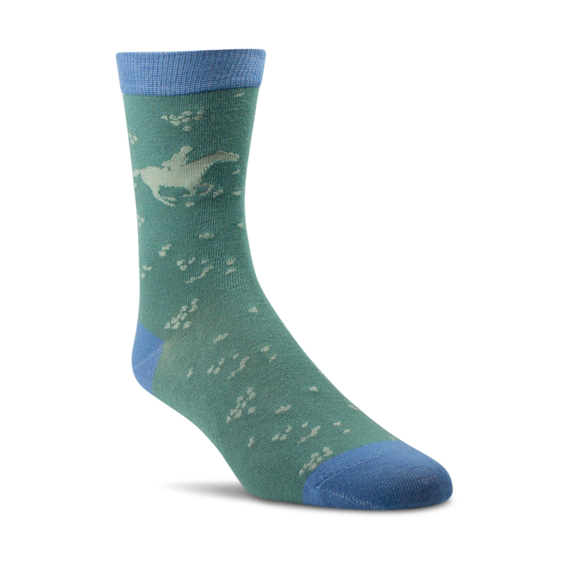 Ariat Women's Charm Crew Socks - Purity/Arctic Horses-1