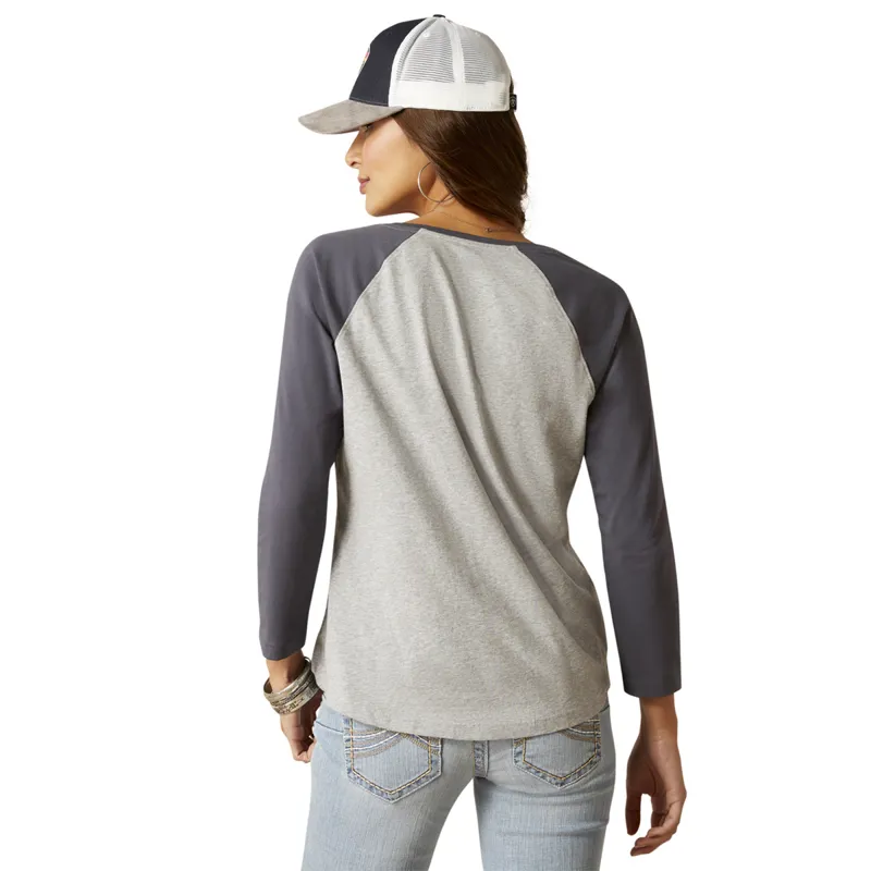 Ariat Women's Split Neck Top - Heather Grey-1